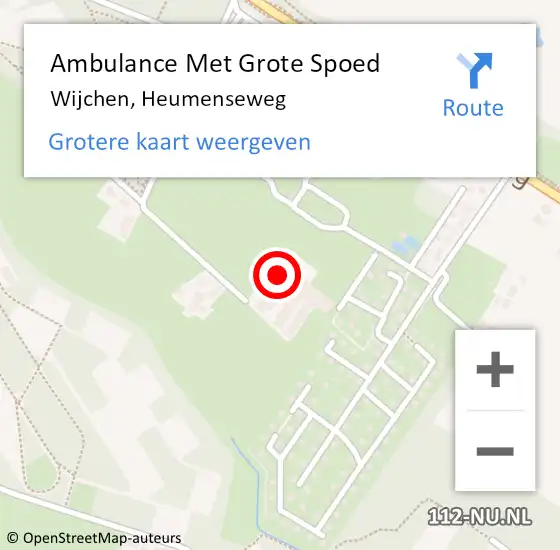 Locatie op kaart van de 112 melding: Ambulance Met Grote Spoed Naar Wijchen, Heumenseweg op 19 december 2022 18:27