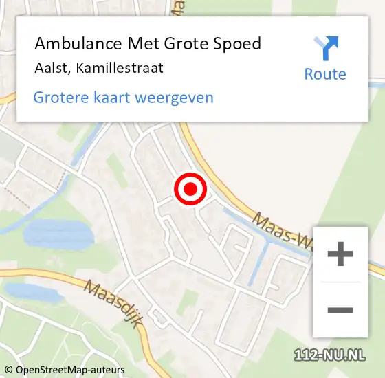 Locatie op kaart van de 112 melding: Ambulance Met Grote Spoed Naar Aalst, Kamillestraat op 19 december 2022 18:30