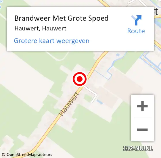 Locatie op kaart van de 112 melding: Brandweer Met Grote Spoed Naar Hauwert, Hauwert op 19 december 2022 18:38