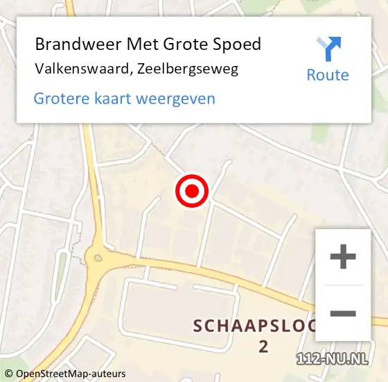 Locatie op kaart van de 112 melding: Brandweer Met Grote Spoed Naar Valkenswaard, Zeelbergseweg op 19 december 2022 18:54