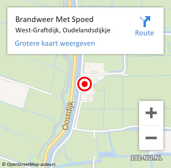 Locatie op kaart van de 112 melding: Brandweer Met Spoed Naar West-Graftdijk, Oudelandsdijkje op 19 december 2022 19:13