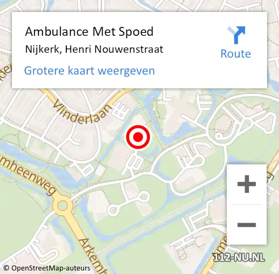 Locatie op kaart van de 112 melding: Ambulance Met Spoed Naar Nijkerk, Henri Nouwenstraat op 19 december 2022 21:14