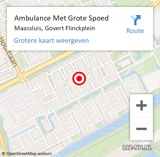 Locatie op kaart van de 112 melding: Ambulance Met Grote Spoed Naar Maassluis, Govert Flinckplein op 19 december 2022 21:19