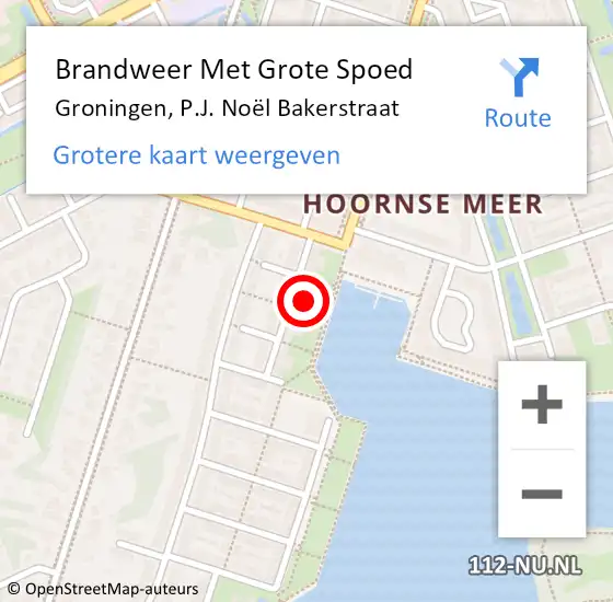 Locatie op kaart van de 112 melding: Brandweer Met Grote Spoed Naar Groningen, P.J. Noël Bakerstraat op 19 december 2022 21:48