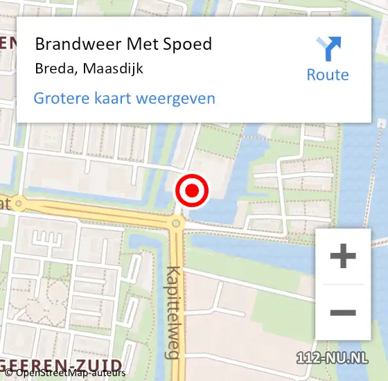 Locatie op kaart van de 112 melding: Brandweer Met Spoed Naar Breda, Maasdijk op 19 december 2022 21:58