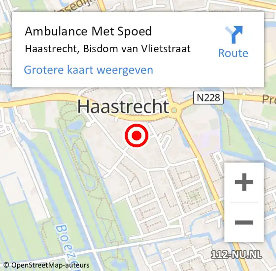 Locatie op kaart van de 112 melding: Ambulance Met Spoed Naar Haastrecht, Bisdom van Vlietstraat op 19 december 2022 21:59