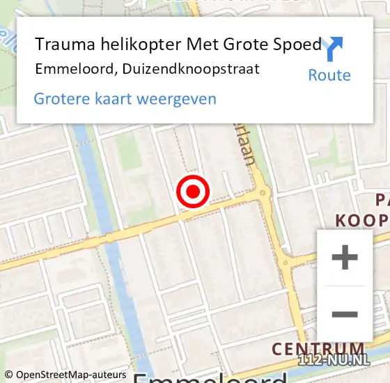 Locatie op kaart van de 112 melding: Trauma helikopter Met Grote Spoed Naar Emmeloord, Duizendknoopstraat op 19 december 2022 22:01