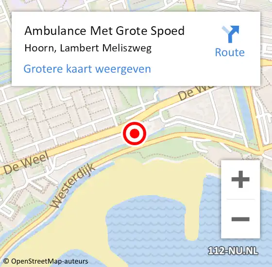 Locatie op kaart van de 112 melding: Ambulance Met Grote Spoed Naar Hoorn, Lambert Meliszweg op 19 december 2022 22:14