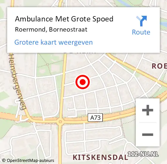 Locatie op kaart van de 112 melding: Ambulance Met Grote Spoed Naar Roermond, Borneostraat op 19 december 2022 22:30