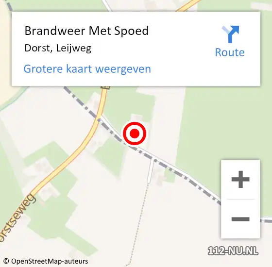 Locatie op kaart van de 112 melding: Brandweer Met Spoed Naar Dorst, Leijweg op 19 december 2022 23:40