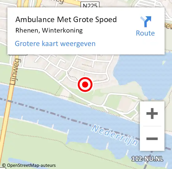 Locatie op kaart van de 112 melding: Ambulance Met Grote Spoed Naar Rhenen, Winterkoning op 19 december 2022 23:41