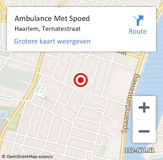 Locatie op kaart van de 112 melding: Ambulance Met Spoed Naar Haarlem, Ternatestraat op 19 december 2022 23:50