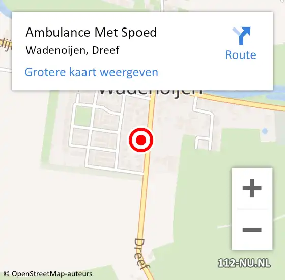 Locatie op kaart van de 112 melding: Ambulance Met Spoed Naar Wadenoijen, Dreef op 19 december 2022 23:54