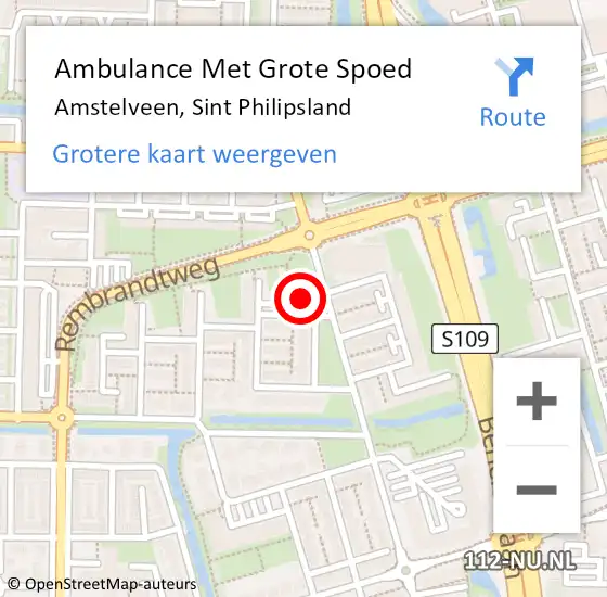 Locatie op kaart van de 112 melding: Ambulance Met Grote Spoed Naar Amstelveen, Sint Philipsland op 20 december 2022 00:09