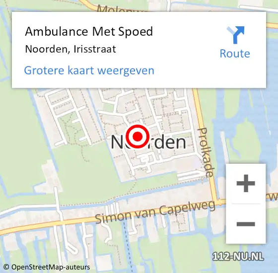 Locatie op kaart van de 112 melding: Ambulance Met Spoed Naar Noorden, Irisstraat op 20 december 2022 00:40