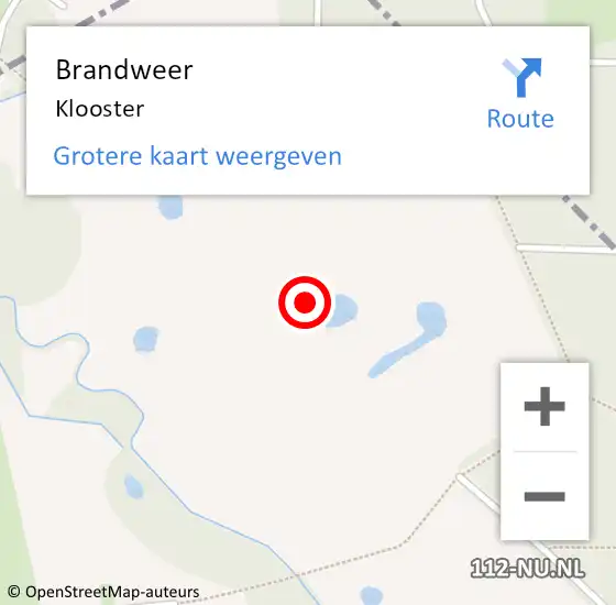 Locatie op kaart van de 112 melding: Brandweer Klooster op 9 augustus 2014 01:09