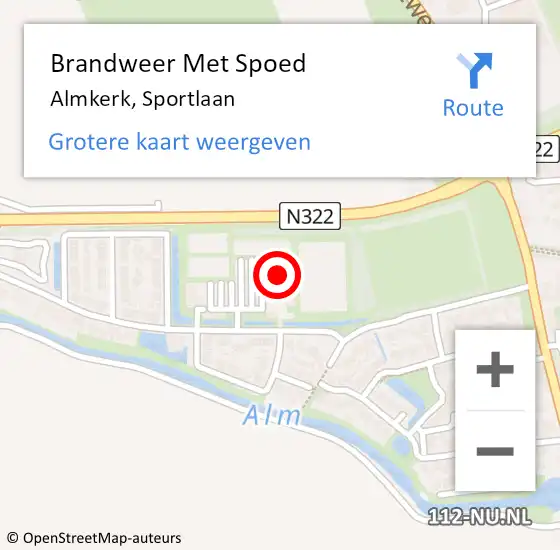 Locatie op kaart van de 112 melding: Brandweer Met Spoed Naar Almkerk, Sportlaan op 11 oktober 2013 00:26