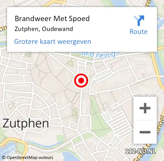 Locatie op kaart van de 112 melding: Brandweer Met Spoed Naar Zutphen, Oudewand op 20 december 2022 01:19