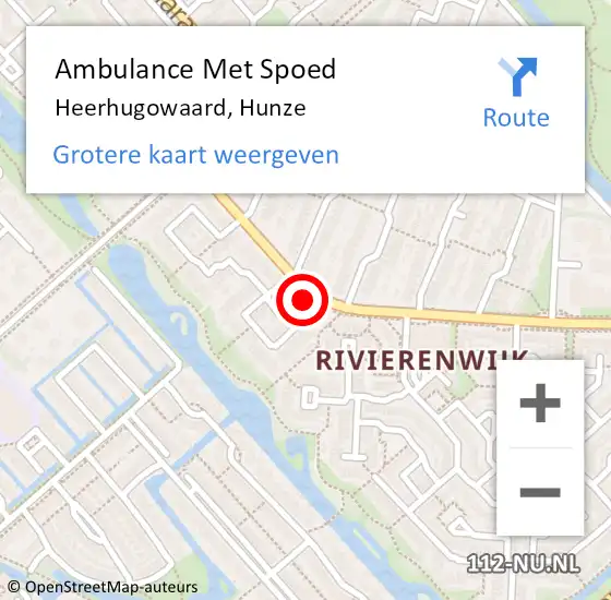 Locatie op kaart van de 112 melding: Ambulance Met Spoed Naar Heerhugowaard, Hunze op 20 december 2022 02:02