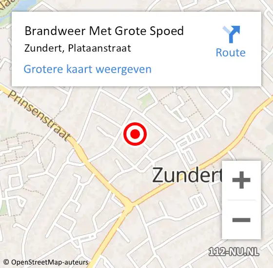 Locatie op kaart van de 112 melding: Brandweer Met Grote Spoed Naar Zundert, Plataanstraat op 20 december 2022 02:53