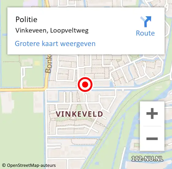 Locatie op kaart van de 112 melding: Politie Vinkeveen, Loopveltweg op 20 december 2022 03:09
