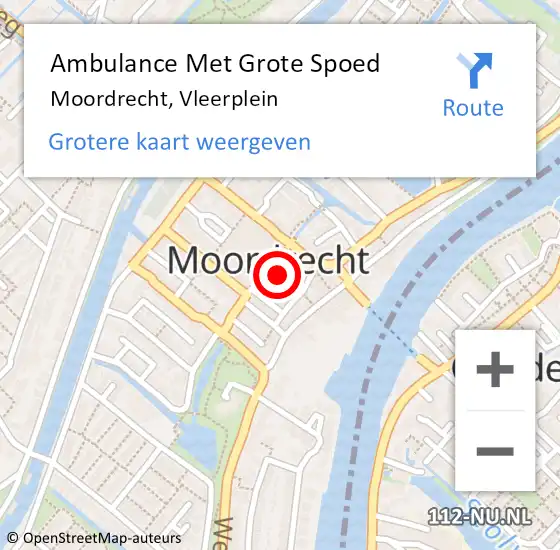 Locatie op kaart van de 112 melding: Ambulance Met Grote Spoed Naar Moordrecht, Vleerplein op 20 december 2022 05:14