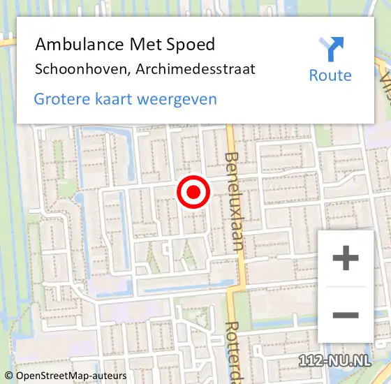 Locatie op kaart van de 112 melding: Ambulance Met Spoed Naar Schoonhoven, Archimedesstraat op 20 december 2022 06:32