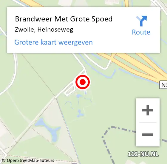 Locatie op kaart van de 112 melding: Brandweer Met Grote Spoed Naar Zwolle, Heinoseweg op 20 december 2022 06:43