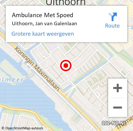 Locatie op kaart van de 112 melding: Ambulance Met Spoed Naar Uithoorn, Jan van Galenlaan op 20 december 2022 06:45