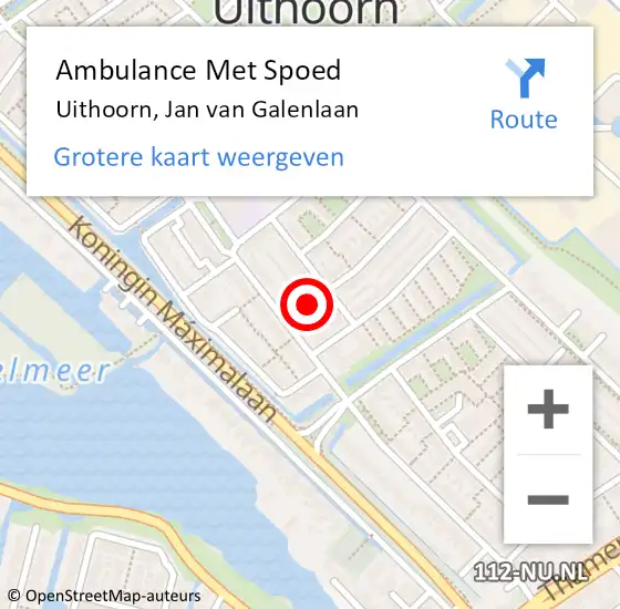 Locatie op kaart van de 112 melding: Ambulance Met Spoed Naar Uithoorn, Jan van Galenlaan op 20 december 2022 06:56