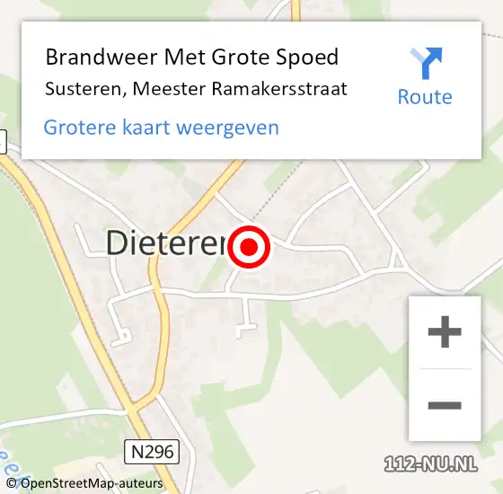 Locatie op kaart van de 112 melding: Brandweer Met Grote Spoed Naar Susteren, Meester Ramakersstraat op 20 december 2022 07:20