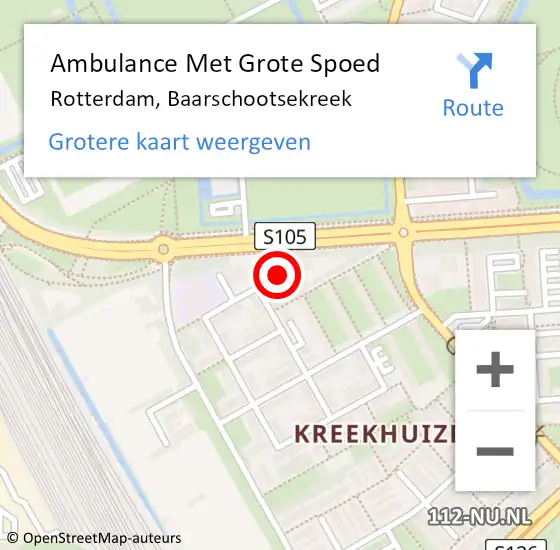 Locatie op kaart van de 112 melding: Ambulance Met Grote Spoed Naar Rotterdam, Baarschootsekreek op 20 december 2022 07:21