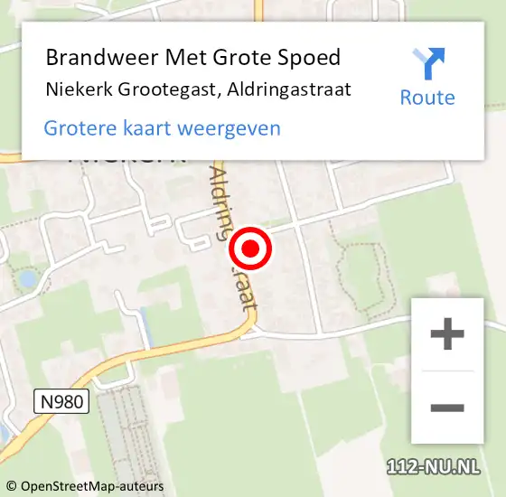 Locatie op kaart van de 112 melding: Brandweer Met Grote Spoed Naar Niekerk Grootegast, Aldringastraat op 20 december 2022 07:38