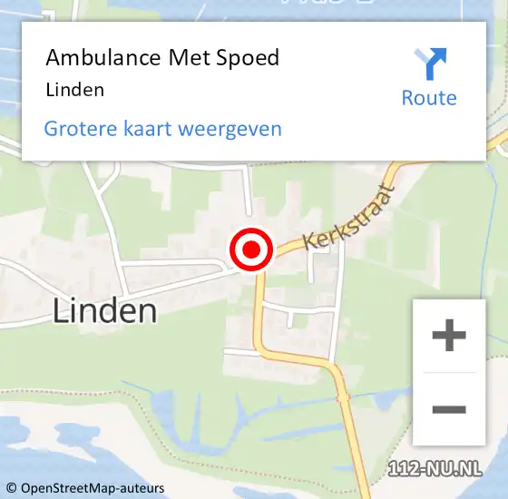 Locatie op kaart van de 112 melding: Ambulance Met Spoed Naar Linden op 20 december 2022 07:40