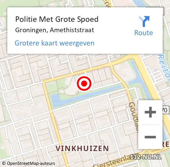 Locatie op kaart van de 112 melding: Politie Met Grote Spoed Naar Groningen, Amethiststraat op 20 december 2022 07:50