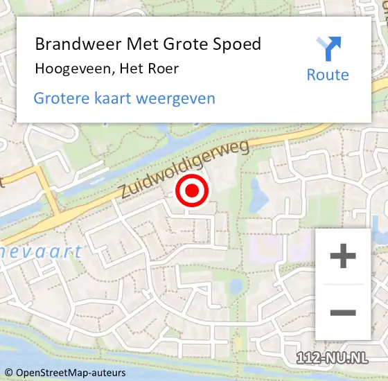 Locatie op kaart van de 112 melding: Brandweer Met Grote Spoed Naar Hoogeveen, Het Roer op 20 december 2022 07:59