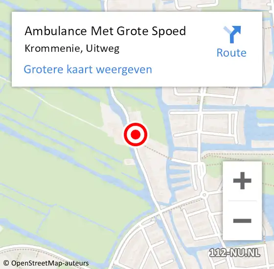 Locatie op kaart van de 112 melding: Ambulance Met Grote Spoed Naar Krommenie, Uitweg op 20 december 2022 08:26
