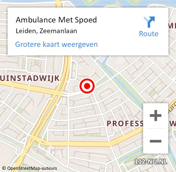 Locatie op kaart van de 112 melding: Ambulance Met Spoed Naar Leiden, Zeemanlaan op 20 december 2022 08:49