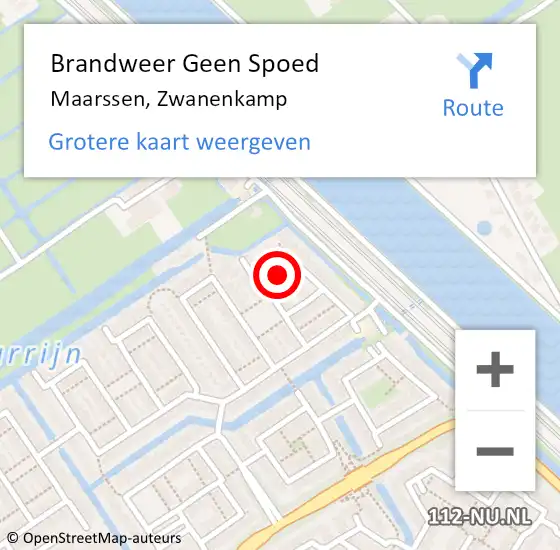 Locatie op kaart van de 112 melding: Brandweer Geen Spoed Naar Maarssen, Zwanenkamp op 20 december 2022 08:55