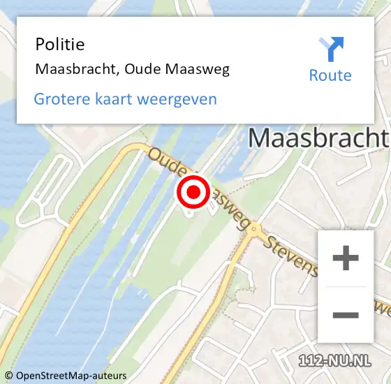 Locatie op kaart van de 112 melding: Politie Maasbracht, Oude Maasweg op 20 december 2022 09:01
