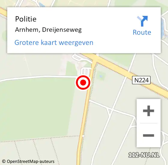Locatie op kaart van de 112 melding: Politie Arnhem, Dreijenseweg op 20 december 2022 09:05
