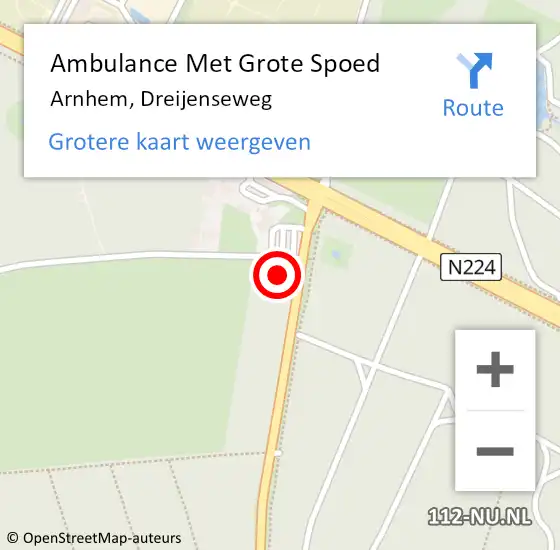 Locatie op kaart van de 112 melding: Ambulance Met Grote Spoed Naar Arnhem, Dreijenseweg op 20 december 2022 09:07