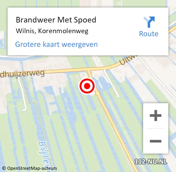 Locatie op kaart van de 112 melding: Brandweer Met Spoed Naar Wilnis, Korenmolenweg op 20 december 2022 09:10