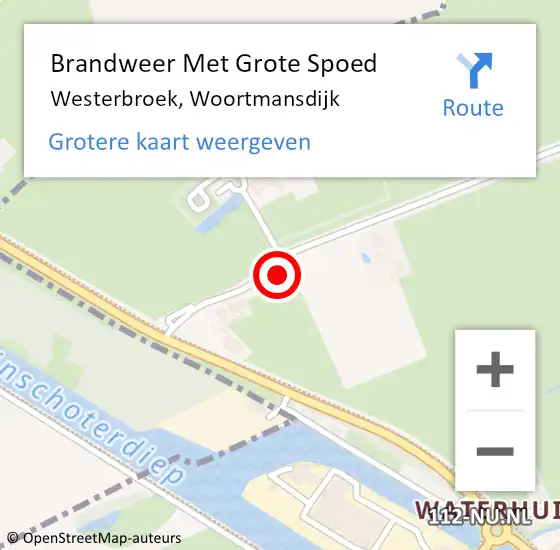 Locatie op kaart van de 112 melding: Brandweer Met Grote Spoed Naar Westerbroek, Woortmansdijk op 9 augustus 2014 02:17