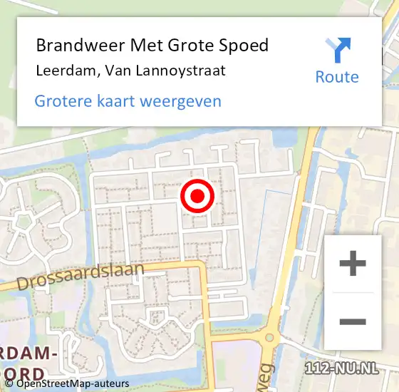 Locatie op kaart van de 112 melding: Brandweer Met Grote Spoed Naar Leerdam, Van Lannoystraat op 20 december 2022 10:13