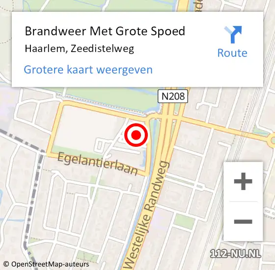 Locatie op kaart van de 112 melding: Brandweer Met Grote Spoed Naar Haarlem, Zeedistelweg op 20 december 2022 10:26