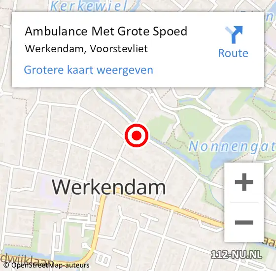 Locatie op kaart van de 112 melding: Ambulance Met Grote Spoed Naar Werkendam, Voorstevliet op 20 december 2022 10:34