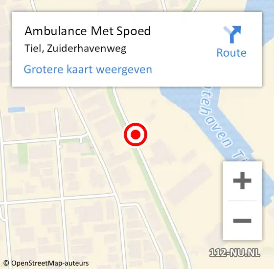 Locatie op kaart van de 112 melding: Ambulance Met Spoed Naar Tiel, Zuiderhavenweg op 20 december 2022 10:35