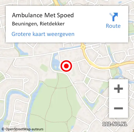 Locatie op kaart van de 112 melding: Ambulance Met Spoed Naar Beuningen, Rietdekker op 20 december 2022 10:37