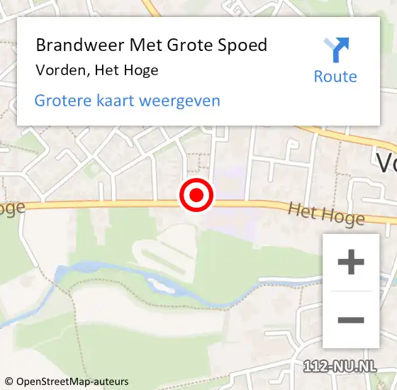 Locatie op kaart van de 112 melding: Brandweer Met Grote Spoed Naar Vorden, Het Hoge op 20 december 2022 10:38